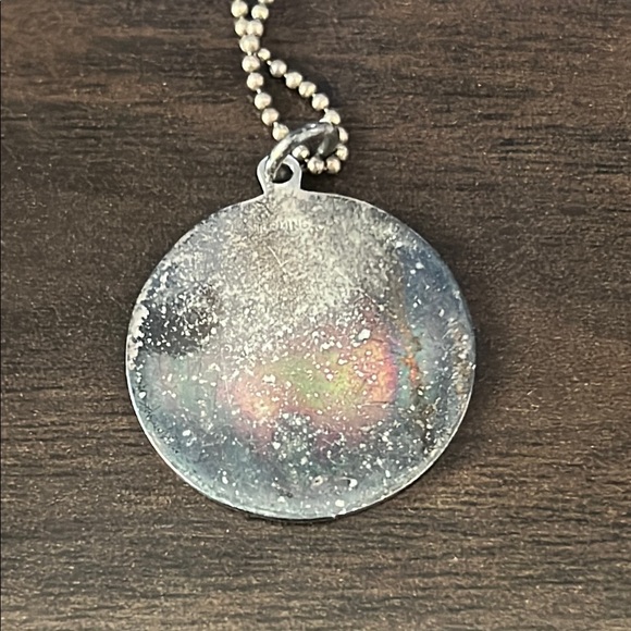 Sterling Silver & Aqua Enamel St. Christopher Medal - Picture 3 of 5